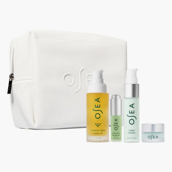 OSEA White Logo Faux Leather Makeup Cosmetic Toiletry Bag Travel NEW - Picture 1 of 5